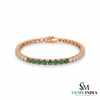 Luxury Round Emerald & Diamond Tennis Bracelet - Fine Jewelry for Women