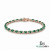 Oval Emerald & Diamond Tennis Bracelet - Anniversary Gift for her