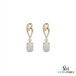 Oval Opal Drop Earrings With Diamond Accent – Luxury Fine Jewelry For Her