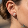 Round Opal Stud Earrings With Diamond – Luxury Fine Jewelry For Her