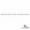 Round Emerald Station Link Bracelet - Gift For Her