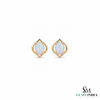 Oval Opal Stud Earrings With Geometric Openwork Design – Timeless Fine Jewelry