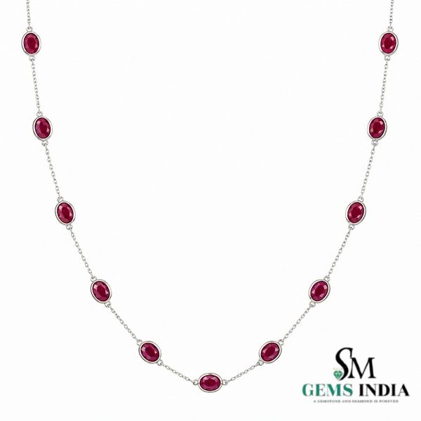 Oval Ruby Bezel Set Gold Chain Necklace - Elegant Everyday Accessory