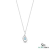 Natural Aquamarine Pear Cut with Diamond - Unique Curved Pendant