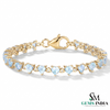 Heart-Shaped Aquamarine Link Bracelet for Women - Anniversary Gift for Her