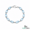 Pear Shaped Minimalist Aquamarine Link Bracelet - Anniversary Gift Bracelet for Her