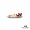 Marquise Ruby & Diamond Band Ring – Floral Vine Inspired Stackable Ring