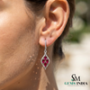 Ruby and Diamond Marquise Drop Earrings - Elegant Gemstone Jewelry for Women