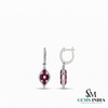 Ruby and Diamond Marquise Drop Earrings - Elegant Gemstone Jewelry for Women