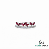 Marquise Ruby & Diamond Band Ring – Floral Vine Inspired Stackable Ring