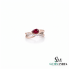 Pear Cut Ruby & Diamond Bypass Ring – Elegant Split Shank Statement Ring