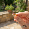 Natural Ruby & Diamond Flower Open Ring - Floral Bypass Band for Women