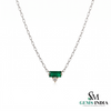 Minimalist Emerald Green Baguette Pendant Necklace for Women