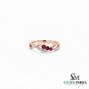 Natural Ruby & Diamond Crossover Ring in 14K Gold - Gift for Her