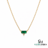 Minimalist Emerald Green Baguette Pendant Necklace for Women