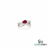 Pear Cut Ruby & Diamond Bypass Ring – Elegant Split Shank Statement Ring