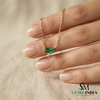 Minimalist Emerald Green Baguette Pendant Necklace for Women