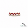 Marquise Ruby & Diamond Band Ring – Floral Vine Inspired Stackable Ring