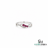Natural Ruby & Diamond Crossover Ring in 14K Gold - Gift for Her