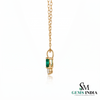 Minimalist Emerald Green Baguette Pendant Necklace for Women