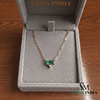 Minimalist Emerald Green Baguette Pendant Necklace for Women