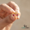 Elegant Round Floral Gemstone Jewelry with Diamond Accents – Gift for Her