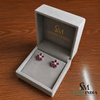 Pear Ruby Flower Stud Earrings with Diamond Accents – Elegant Statement Jewelry