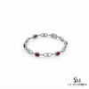 Luxury Natural Oval Ruby & Diamond Vintage Link Bracelet - Elegant Fine Jewelry