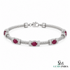 Natural Ruby & Diamond Twisted Rope Link Bracelet in 14K Gold - Anniversary Gift