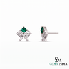 Princess Cut Emerald Green Geometric Stud Earrings - Fine Jewelry Earrings