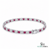 Elegant Princess Cut Ruby & Diamond Tennis Bracelet - Fine Gold Jewelry