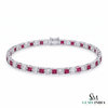 Elegant Princess Cut Ruby & Diamond Tennis Bracelet - Fine Gold Jewelry