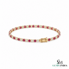 Natural Round Ruby & Diamond Tennis Bracelet - Birthday Gift for Her