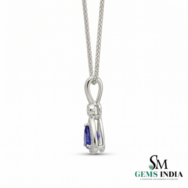 Natural Trillion Tanzanite Diamond Halo Pendant - Fine Jewelry Gift