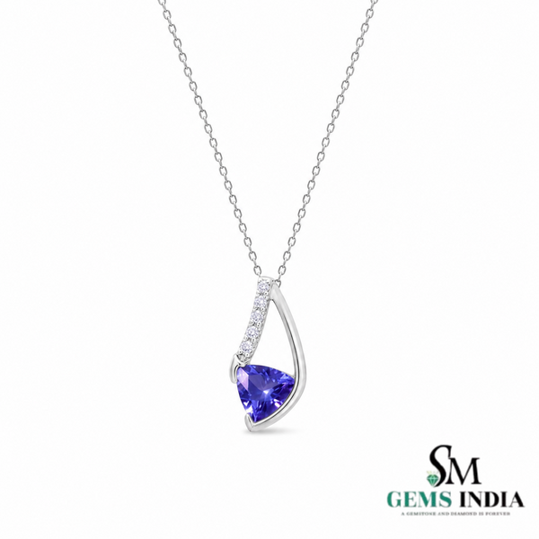 Trillion Tanzanite & Diamond Pendant - December Birthstone Jewelry