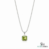 Minimalist Square Solitaire Peridot - Green Gemstone Jewelry