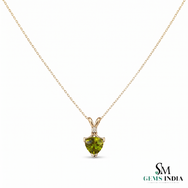 Trillion Cut Peridot Solitaire Pendant - Elegant Fine Jewelry