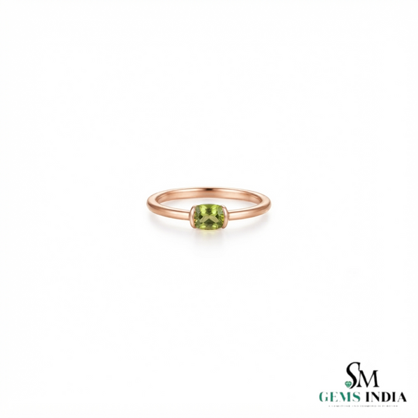 Round Cut Peridot with Diamond Accent Ring - Dainty Everyday Jewelry