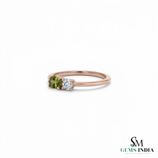 Oval Cut Peridot & Diamond Ring - Minimalist Fine Jewelry