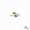 Pear Cut Peridot Open Wrap Ring - Elegant Statement Ring