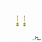 Natural Pear Cut Peridot Gold Leverback Drop Earrings - Minimalist Fine Jewelry Gift for Women