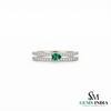 Pear Shape Emerald Green Diamond Double Band Promise Ring