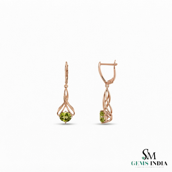 Oval Peridot Dangle Drop Earrings for Women - August Birthstone Gift