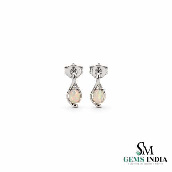 Natural Oval Opal Teardrop Stud Earrings for Women – Fine Jewelry Gift