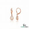 Oval Natural Opal Flower Drop Earrings with Diamond Accents - October Birthstone Jewelry