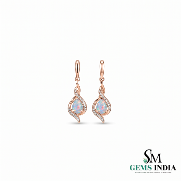 Elegant Pear-Shaped Opal Dangle Earrings - October Birthstone Jewelry