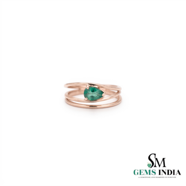 Natural Pear Shape Emerald Wrap Ring in 14k Gold - Emerald Wrap Ring