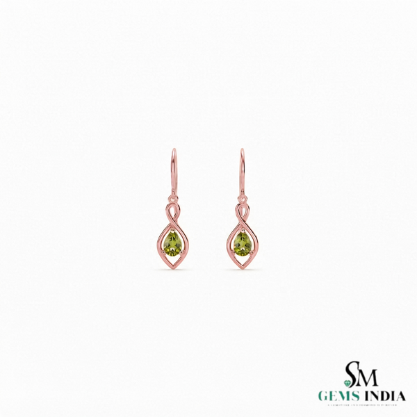 Natural Pear Cut Peridot Gold Leverback Drop Earrings - Minimalist Fine Jewelry Gift for Women
