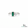 Emerald Cut Emerald and Round Diamond Ring - Modern Bezel Set Gemstone Ring