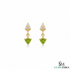 Trillion Cut Peridot & Diamond Drop Dangle Earrings for Women - Fine Gemstone Jewelry
